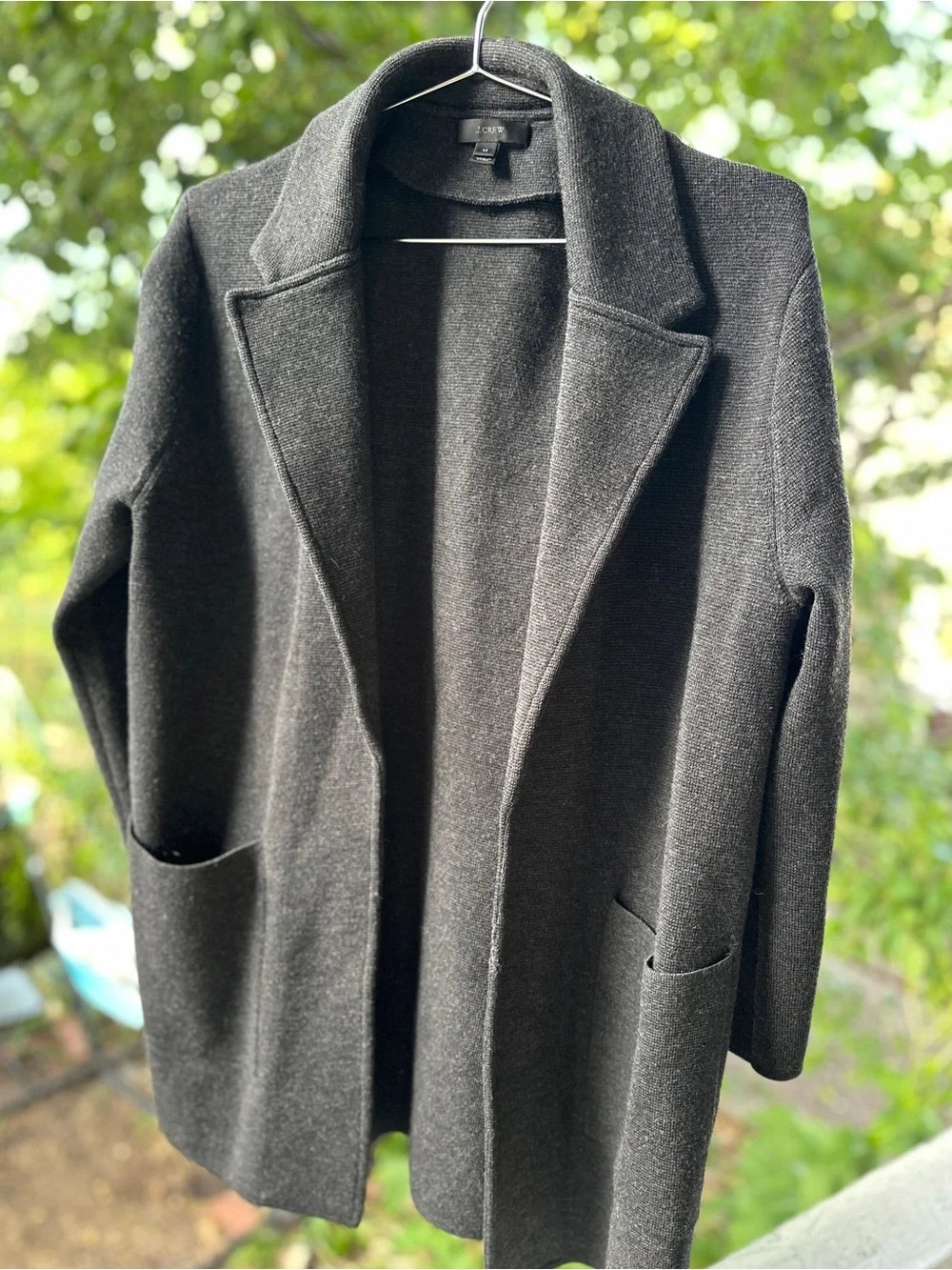 J. Crew Charcoal Gray Open-Front Knit Blazer